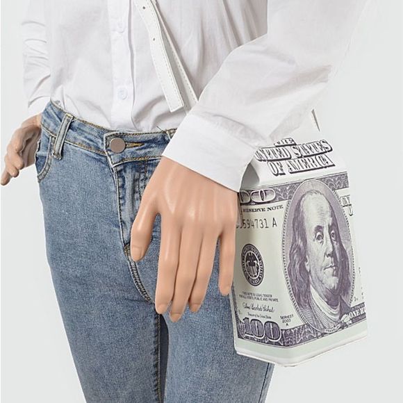 One Hundred Dollar- Money Themed - Milk Carton Crossbody Handbag- NWT - Picture 5 of 6